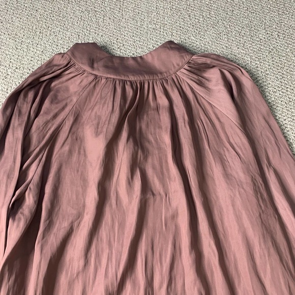 Pink Lily Womens‎ Blouse Top Size Medium Purple Long Sleeves Crew Neck Tie Back - Picture 2 of 11